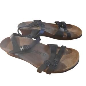 Birkenstock Papillio Lana Black Ankle Strap Wedge Sandals Size EU 40 US 7-7 1/2